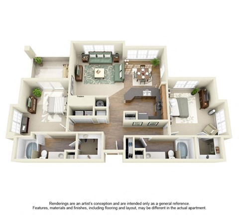 Two Bedroom Two Bath B5 at Turnberry Isle Apartment Homes, Dallas, Texas